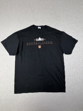 Boothbay Harbor Maine T Shirt Mens XL Delta Pro Weight Black Nautical NWT